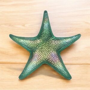 Iridescent Glass Starfish Candle Holder Plate Dish